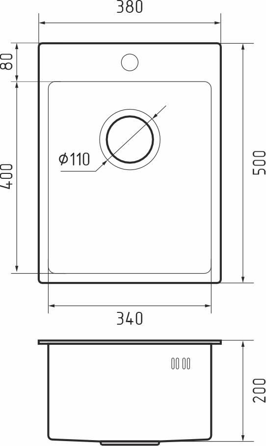 Rivelato Rinox 3850 PVD black Мойка нерж.сталь 1 чаша 380*500*200 мм арт.3850 PVD black