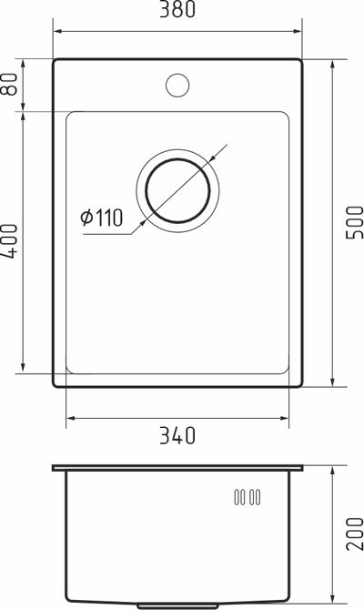Rivelato Rinox 3850 PVD black Мойка нерж.сталь 1 чаша 380*500*200 мм арт.3850 PVD black
