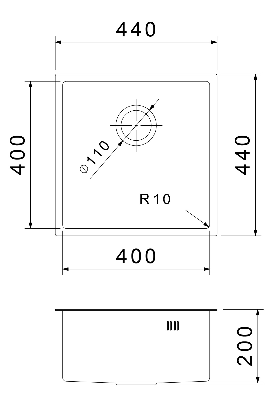 Rivelato Rinox 4444 UN Мойка нерж.сталь 1 чаша 440*440*200 мм арт.4444 UN