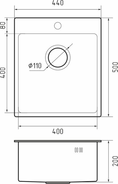 Rivelato Rinox 4450 PVD black Мойка нерж.сталь 1 чаша  440*500*200 мм арт.4450 PVD black