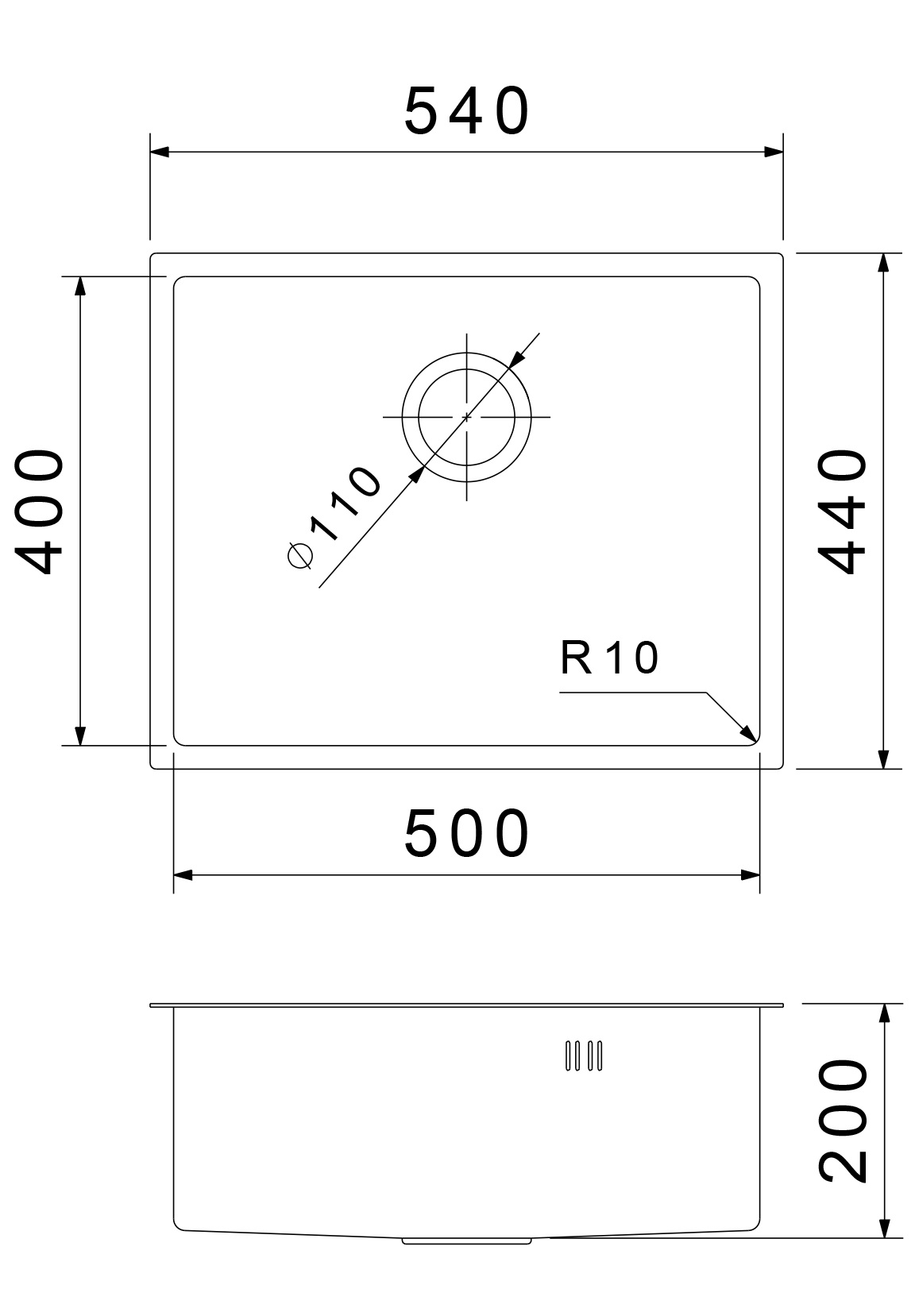Rivelato Rinox 5444 UN PVD black Мойка нерж.сталь 1 чаша  540*440*200 мм арт.5444 UN PVD black