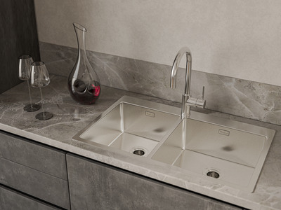 Rivelato Rinox 8050 B2 Мойка нерж.сталь  2 чаши 800*500*200 мм арт.8050 B2