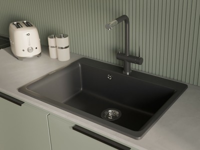 Rivelato Смеситель для кухни Lugano Г-обр. с краном питьевой воды D-35мм antracite/cromo арт.1523513 antracite cromo