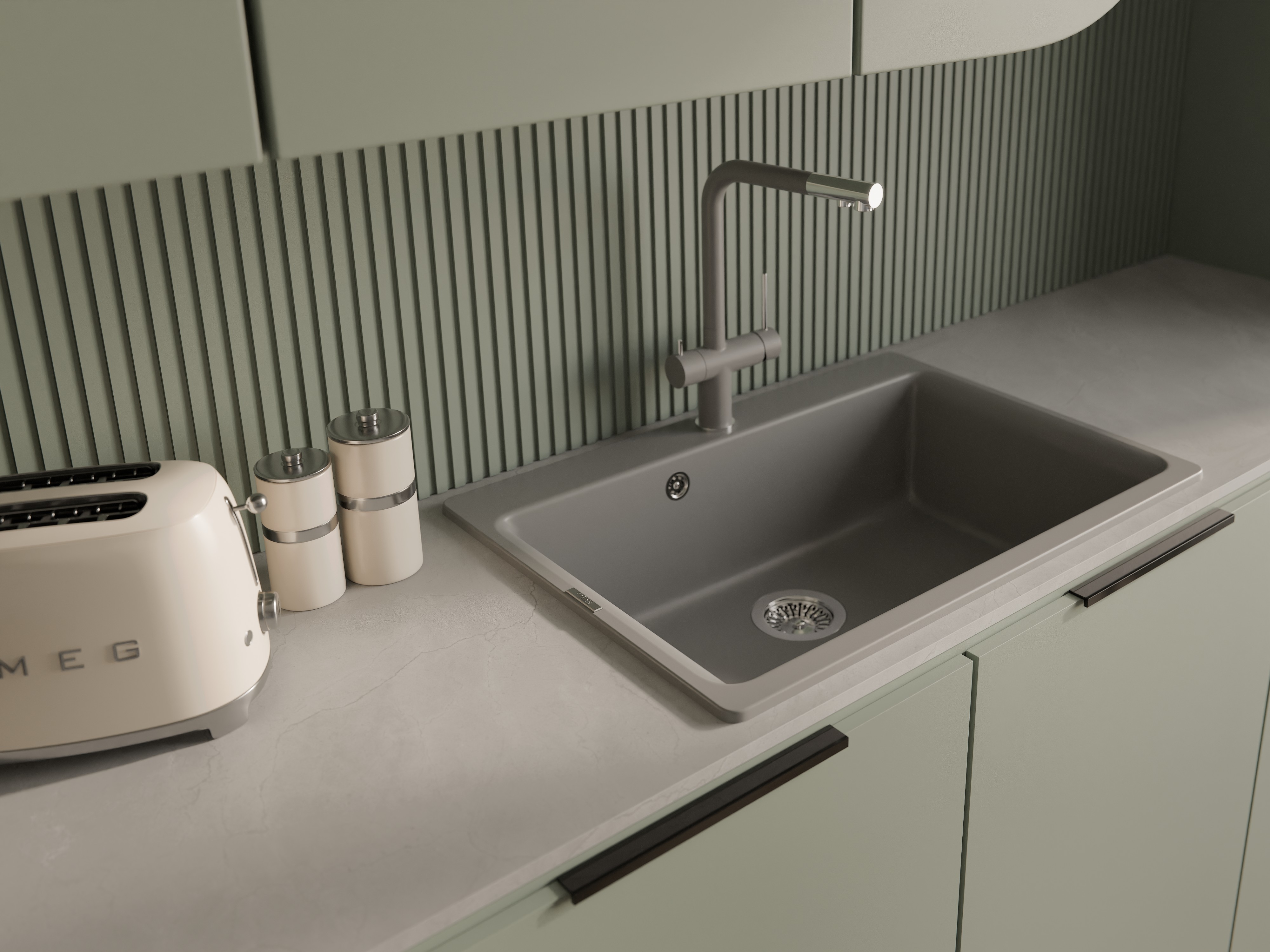 Rivelato Смеситель для кухни Lugano Г-обр. с краном питьевой воды D-35мм grigio metallizzato/cromo арт.1523513 grigio cromo