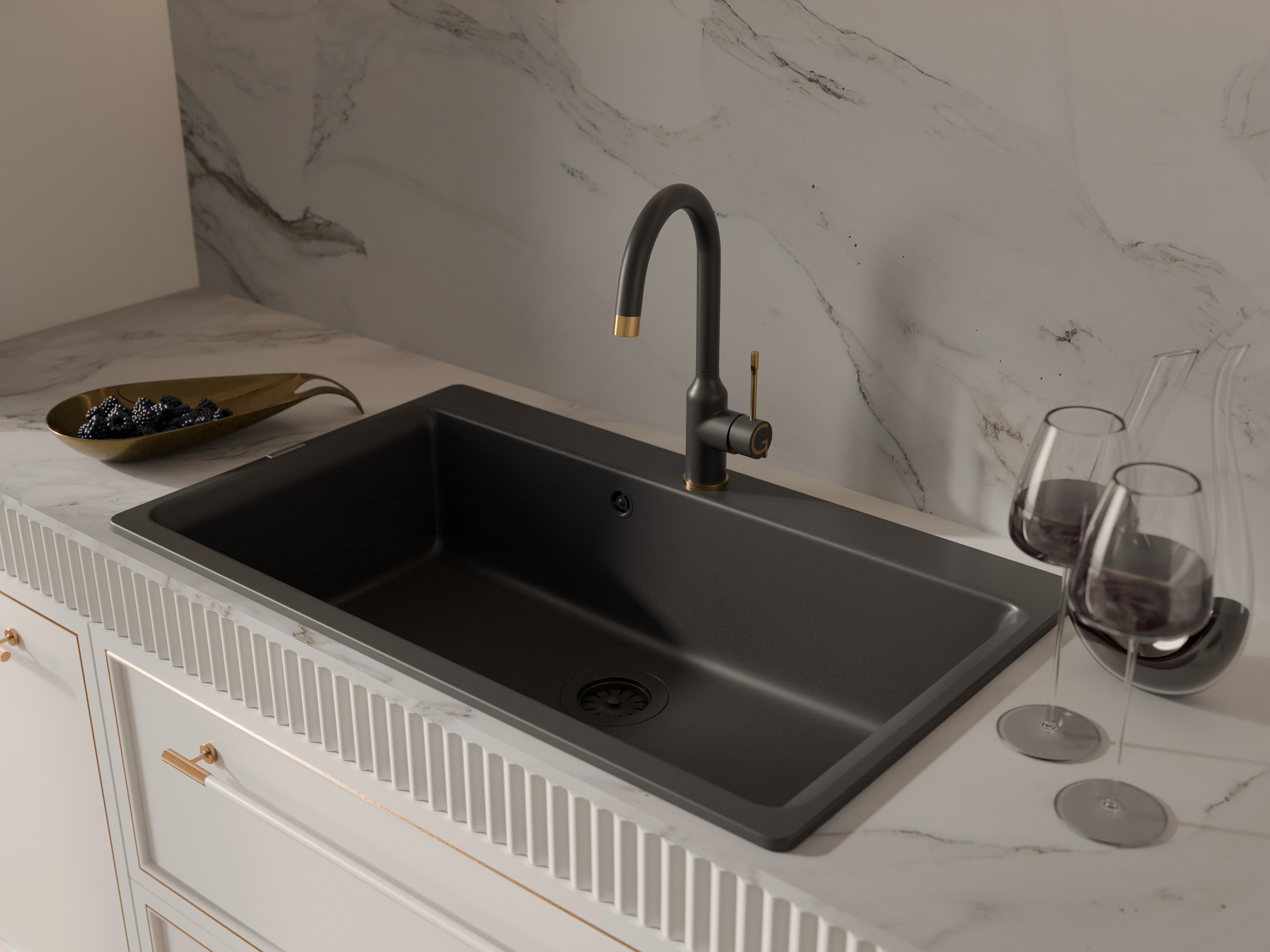 Rivelato Смеситель для кухни Garda U-обр. D-35мм antracite/oro арт.1923502 antracite oro