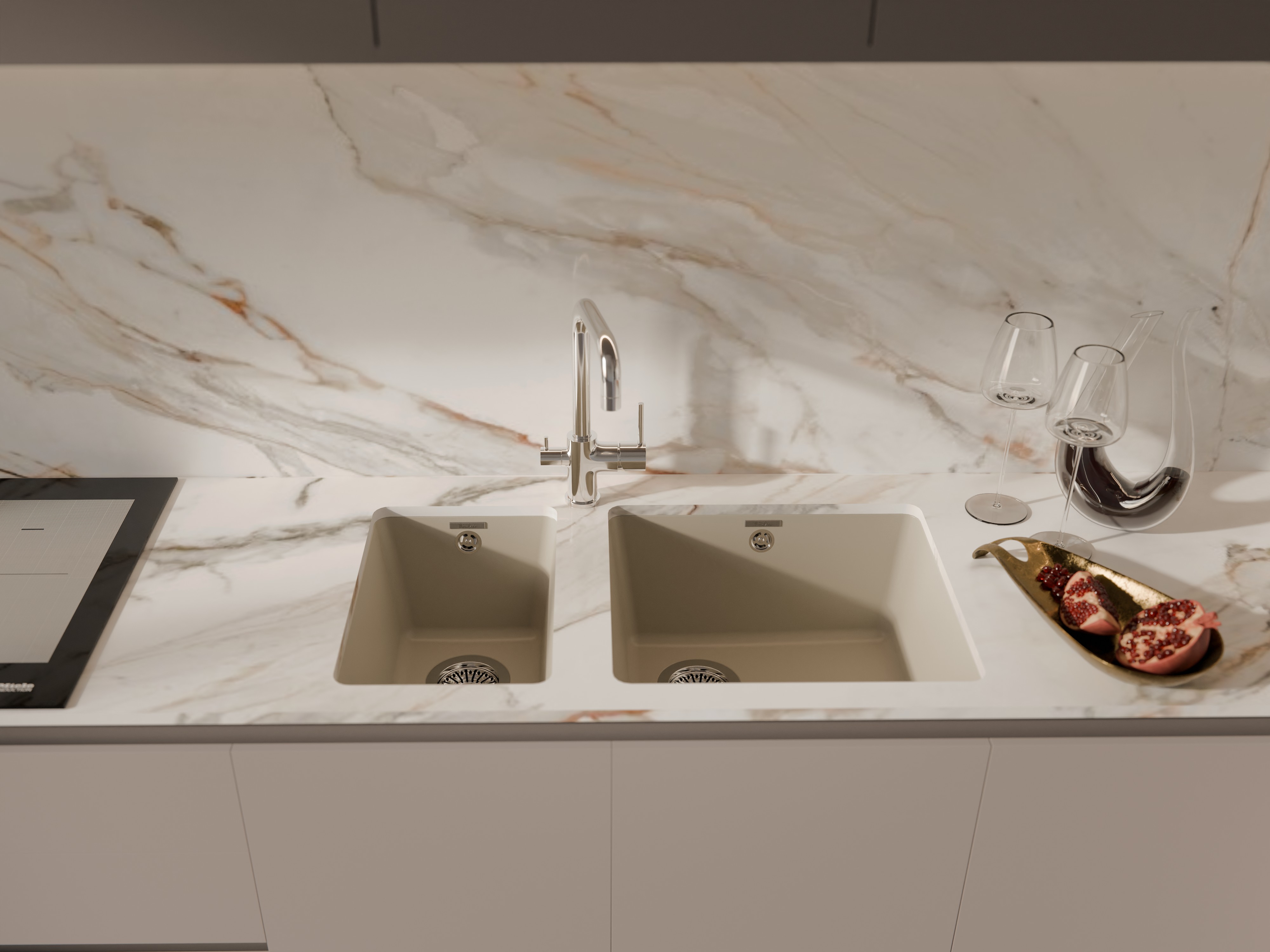 RIVELATO Мойка BERKANA 25 подст.монтаж 1-чаш 305*455 beige scuro арт.BK-25 beige scuro