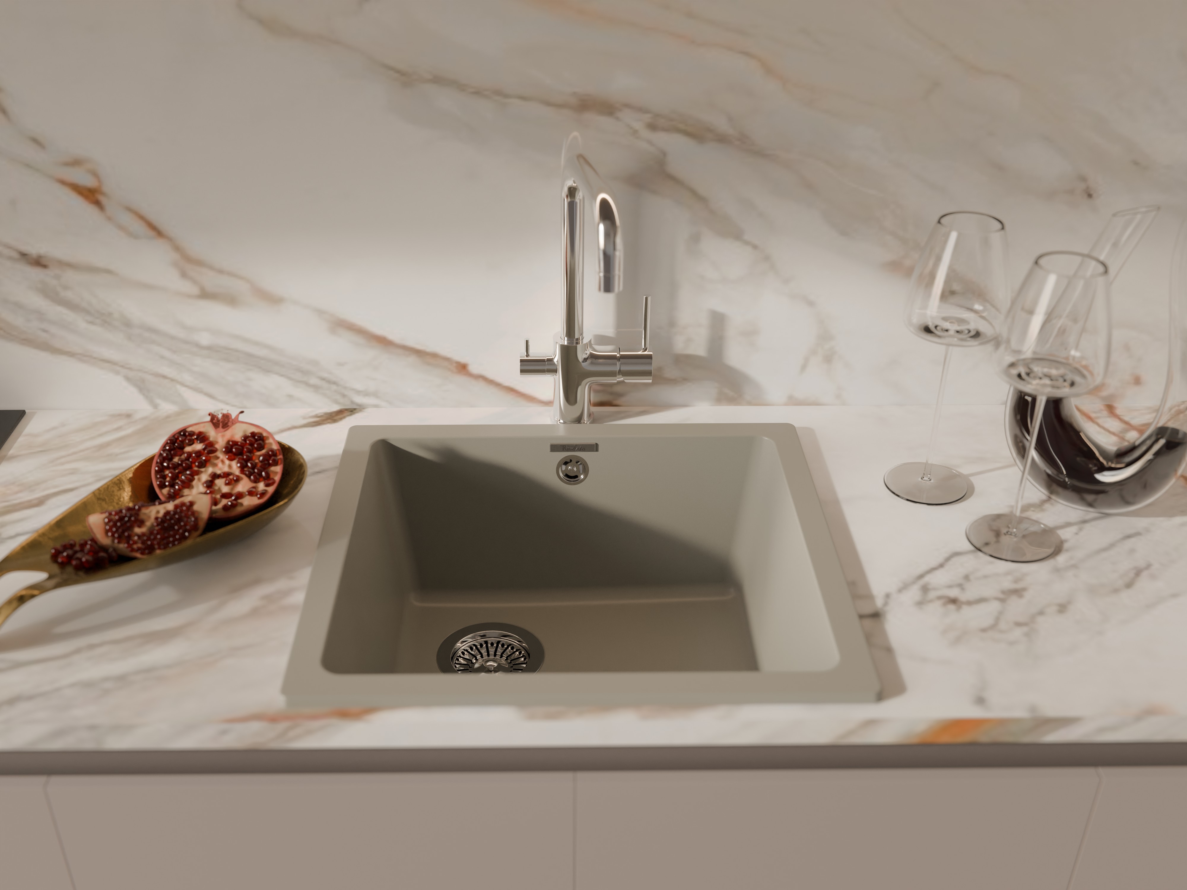 RIVELATO Мойка BERKANA 45 подст.монтаж 1-чаш 485*455 topazio арт.BK-45 topazio