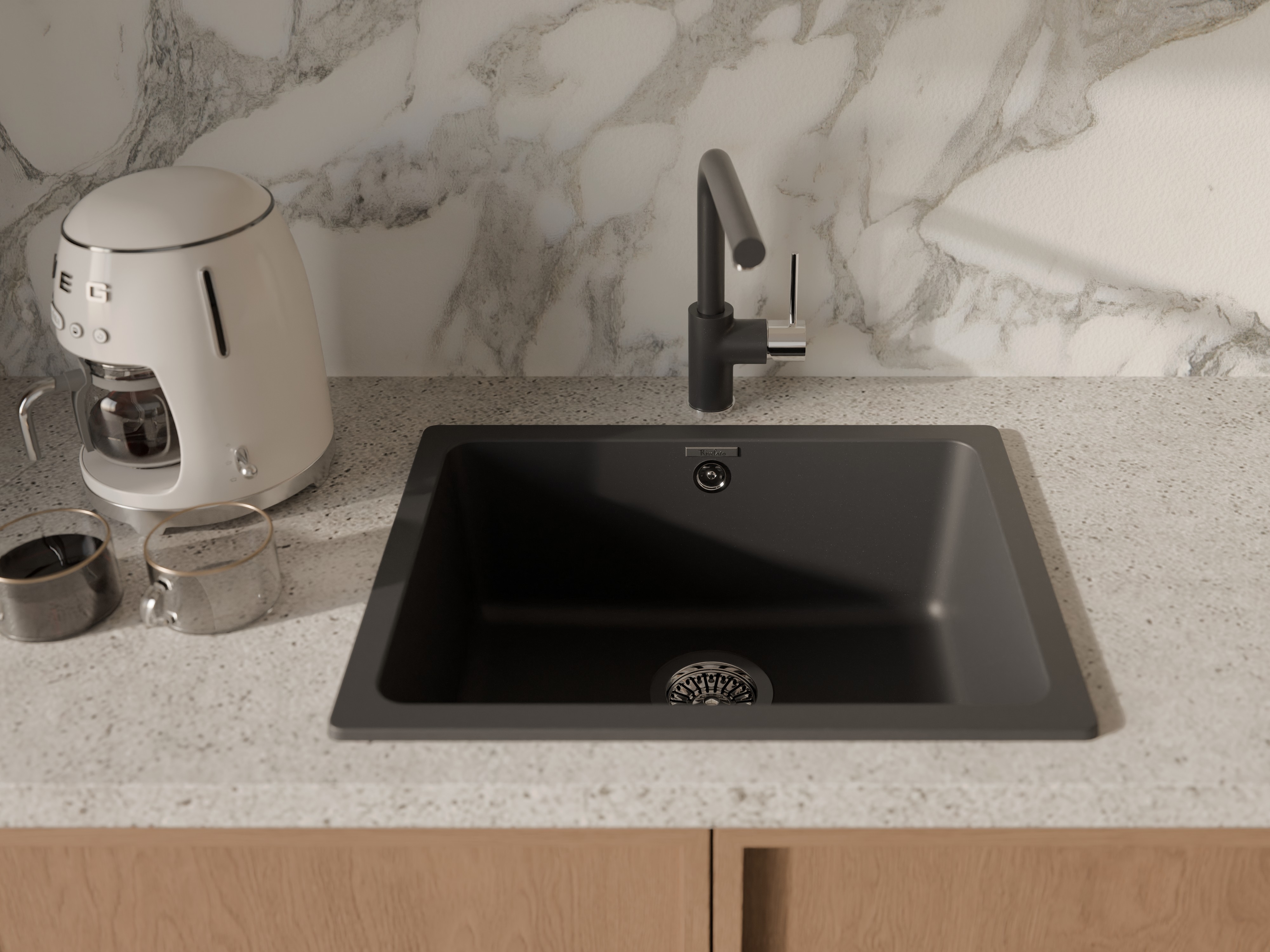 RIVELATO Мойка BERKANA 50 подст.монтаж 1-чаш 560*430 antracite арт.BK-50 antracite