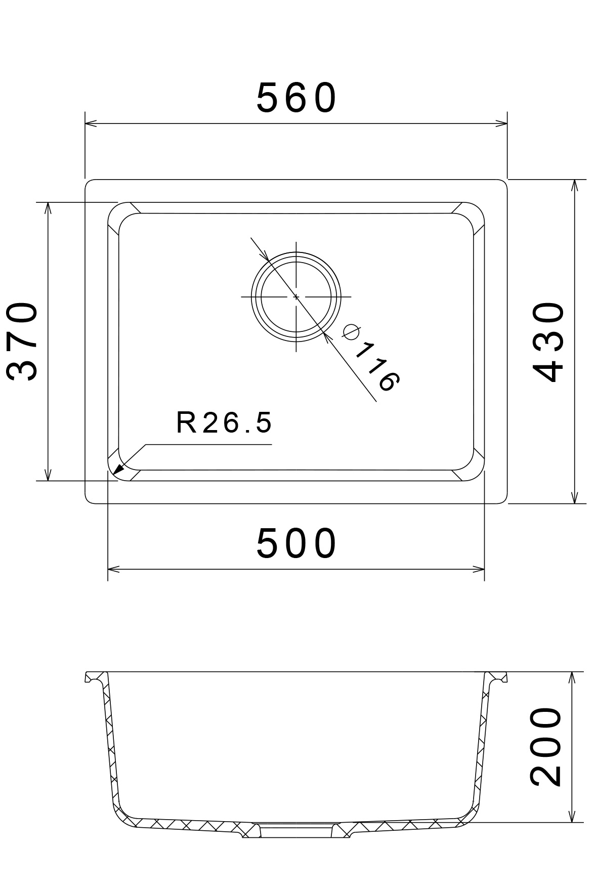 RIVELATO Мойка BERKANA 50 подст.монтаж 1-чаш 560*430 nero арт.BK-50 nero