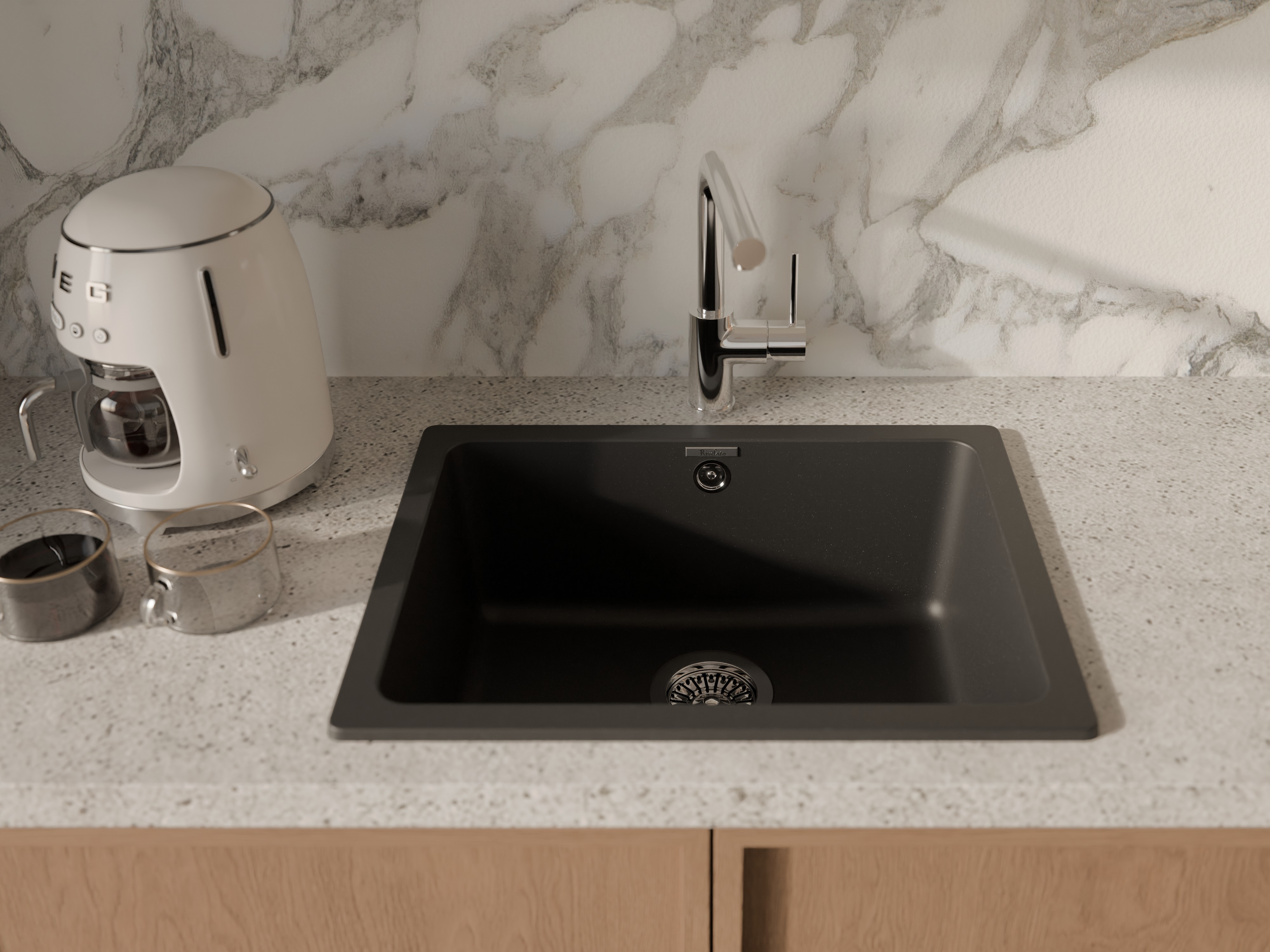 RIVELATO Мойка BERKANA 50 подст.монтаж 1-чаш 560*430 nero арт.BK-50 nero