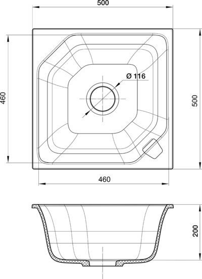 RIVELATO Мойка LOCUS 50  1-чаш 500*500 nero арт.LS-50 nero
