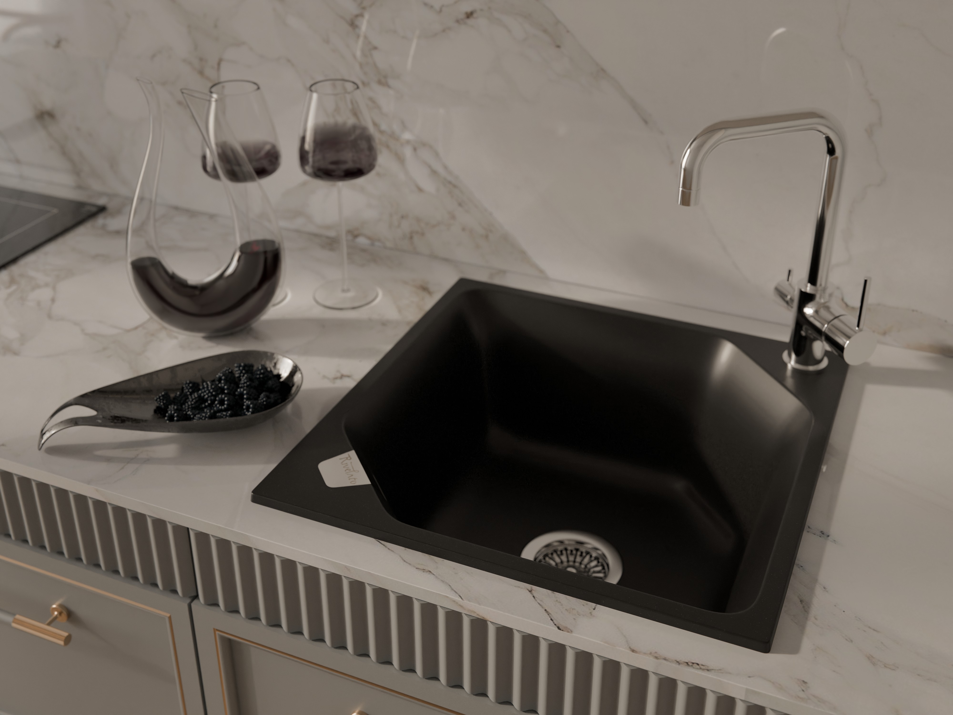 RIVELATO Мойка LOCUS 50  1-чаш 500*500 nero арт.LS-50 nero