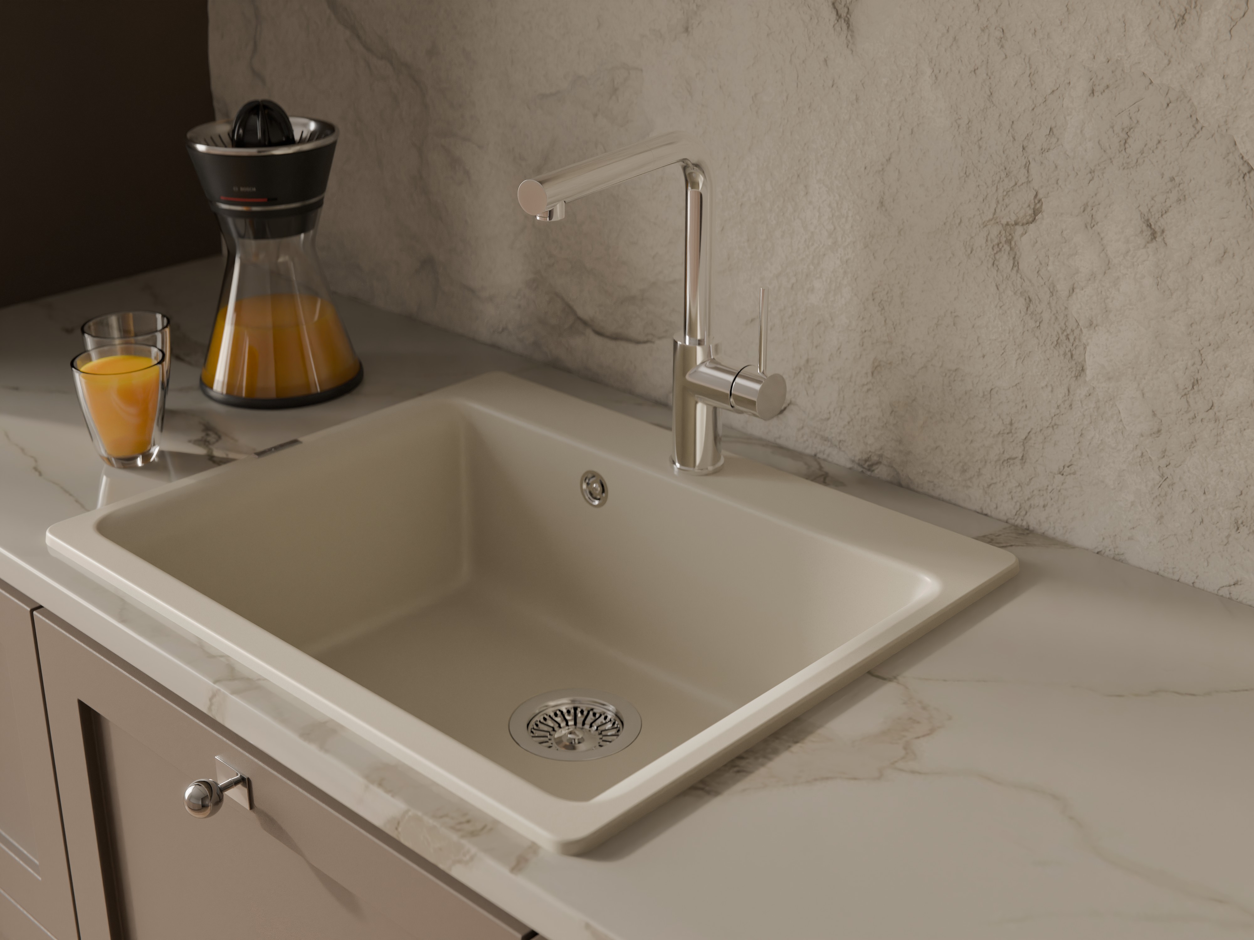 RIVELATO Мойка AXEL 60  1-чаша 630*520мм beige scuro арт.Х-60 beige scuro