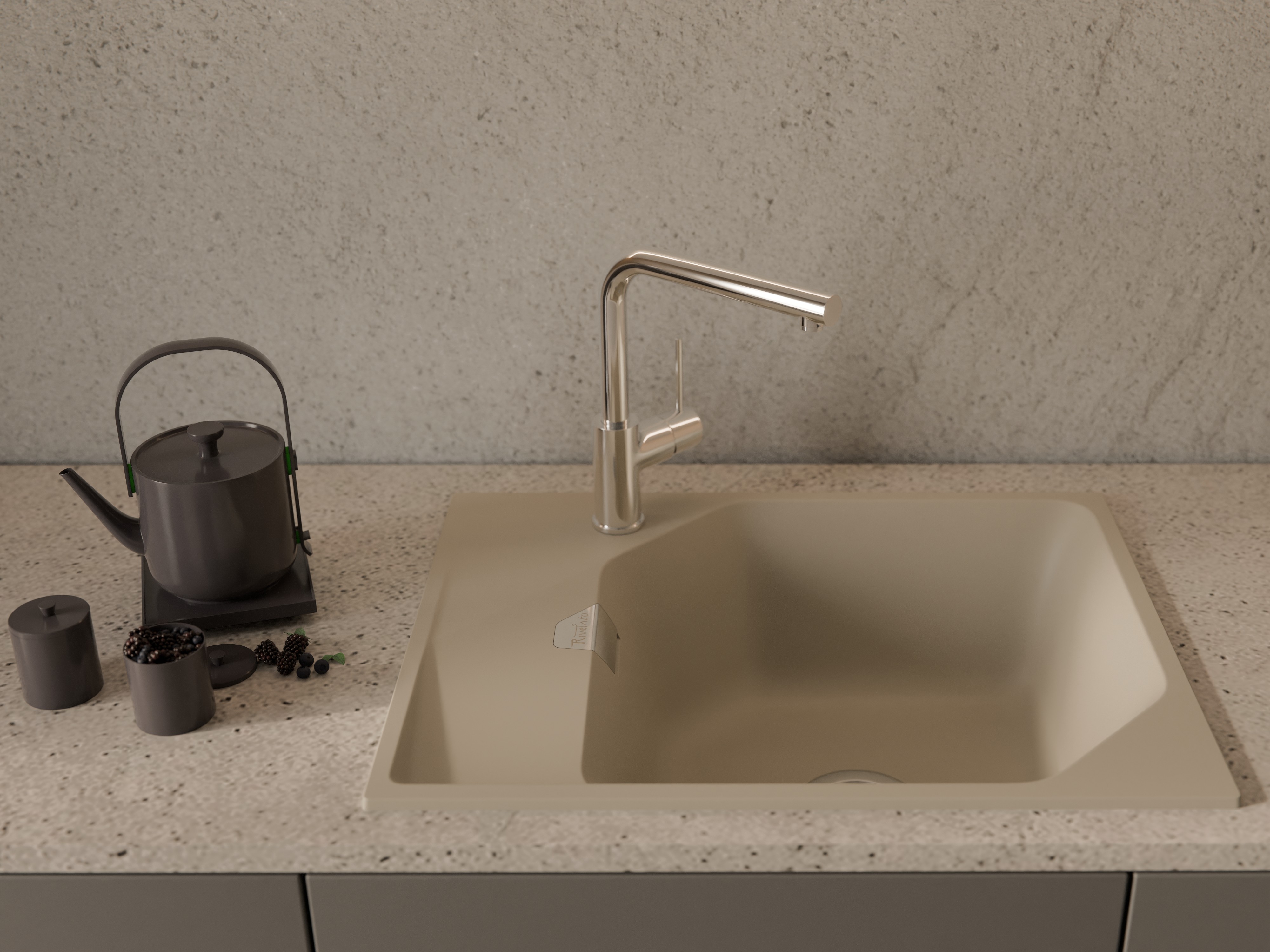 RIVELATO Мойка LOCUS 65  1-чаш 650*500 beige scuro арт.LS-65 beige scuro