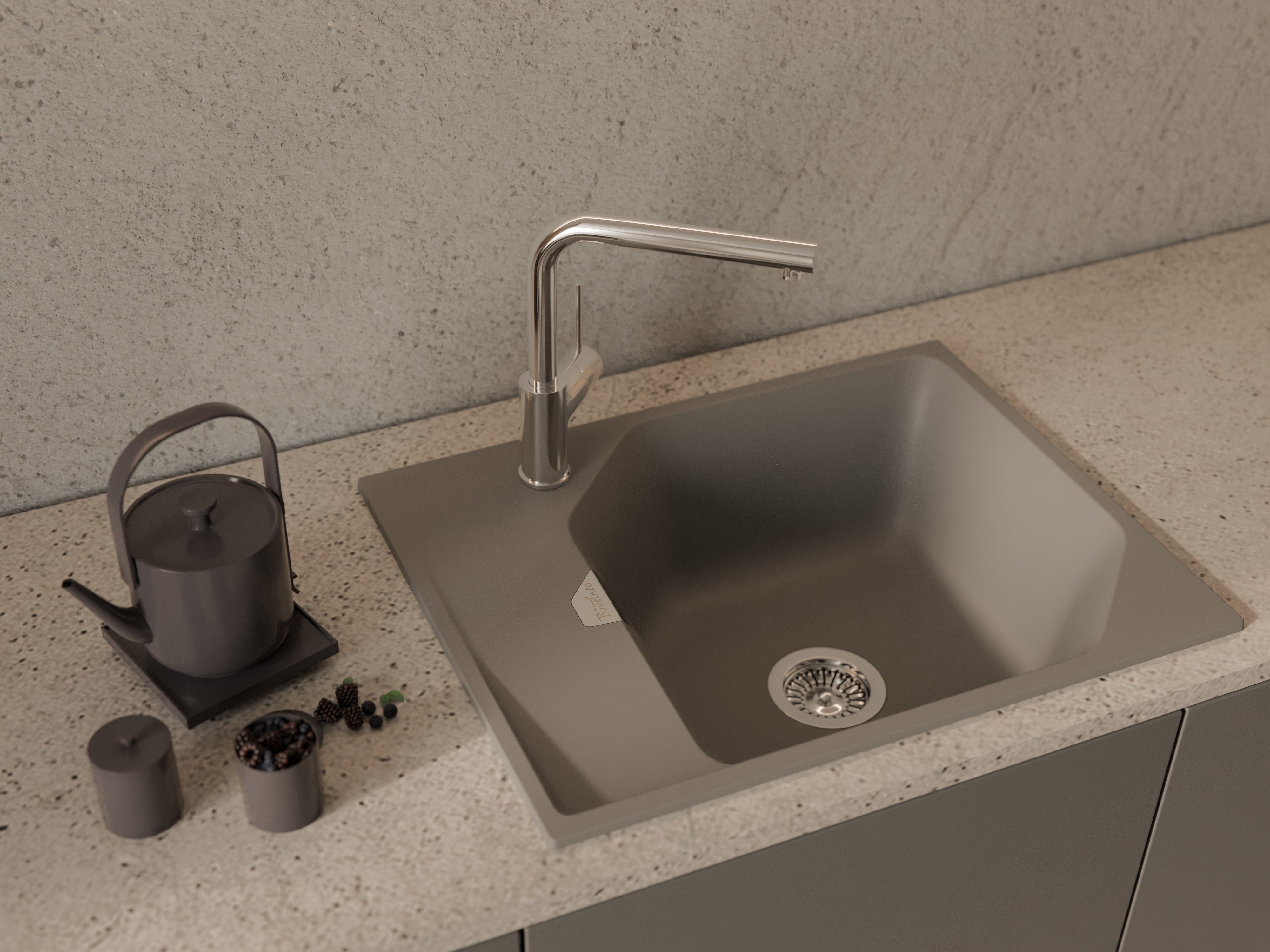 RIVELATO Мойка LOCUS 65  1-чаш 650*500 grigio metallizzato арт.LS-65 grigio metallizzato