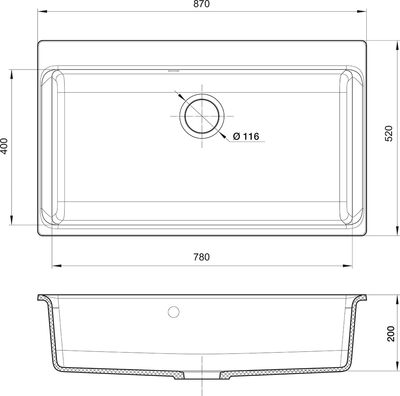 RIVELATO Мойка AXEL 90  1-чаша 870*520мм grigio metallizzato арт.Х-90 grigio metallizzato