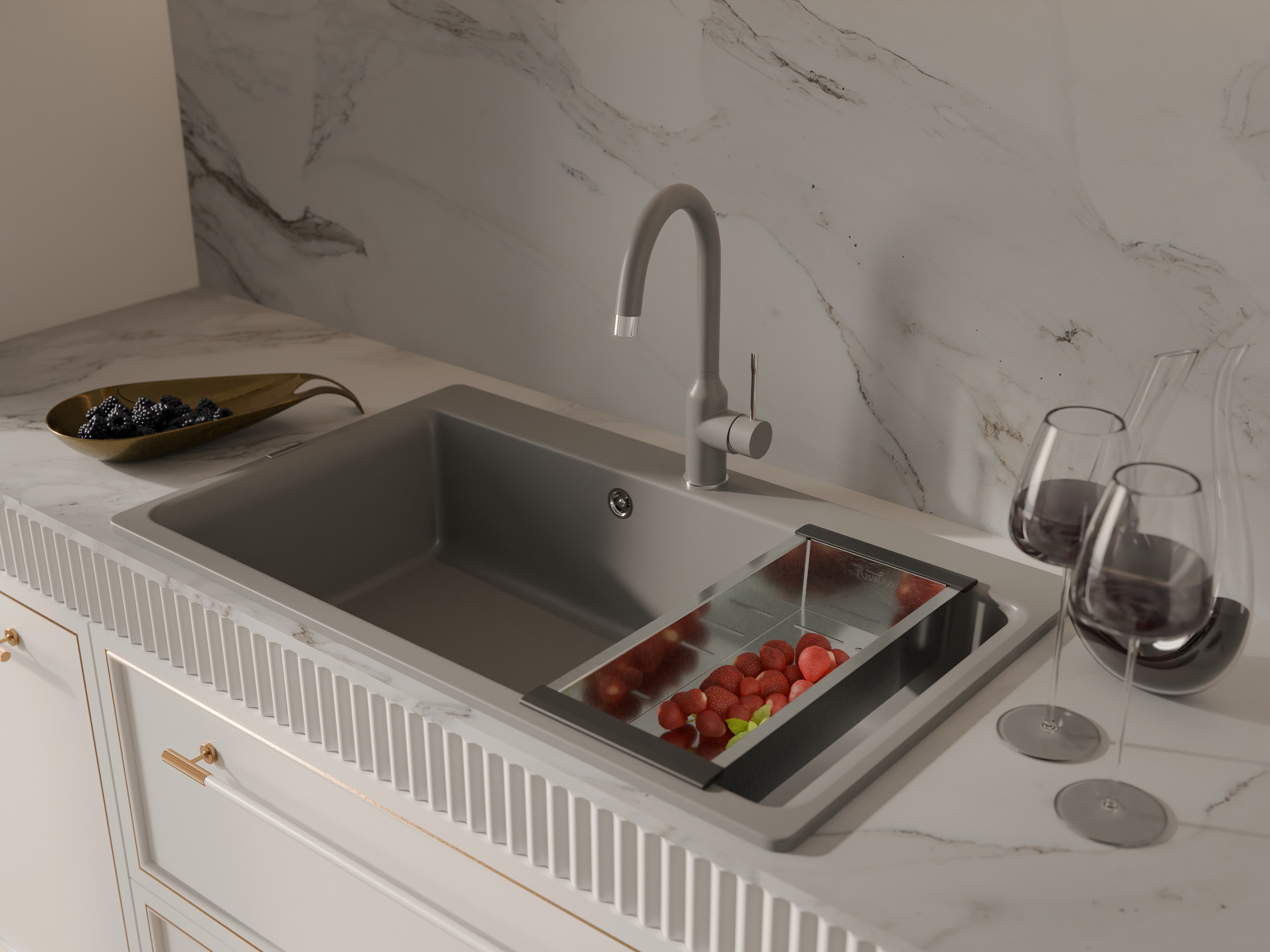 RIVELATO Мойка AXEL 90  1-чаша 870*520мм grigio metallizzato арт.Х-90 grigio metallizzato