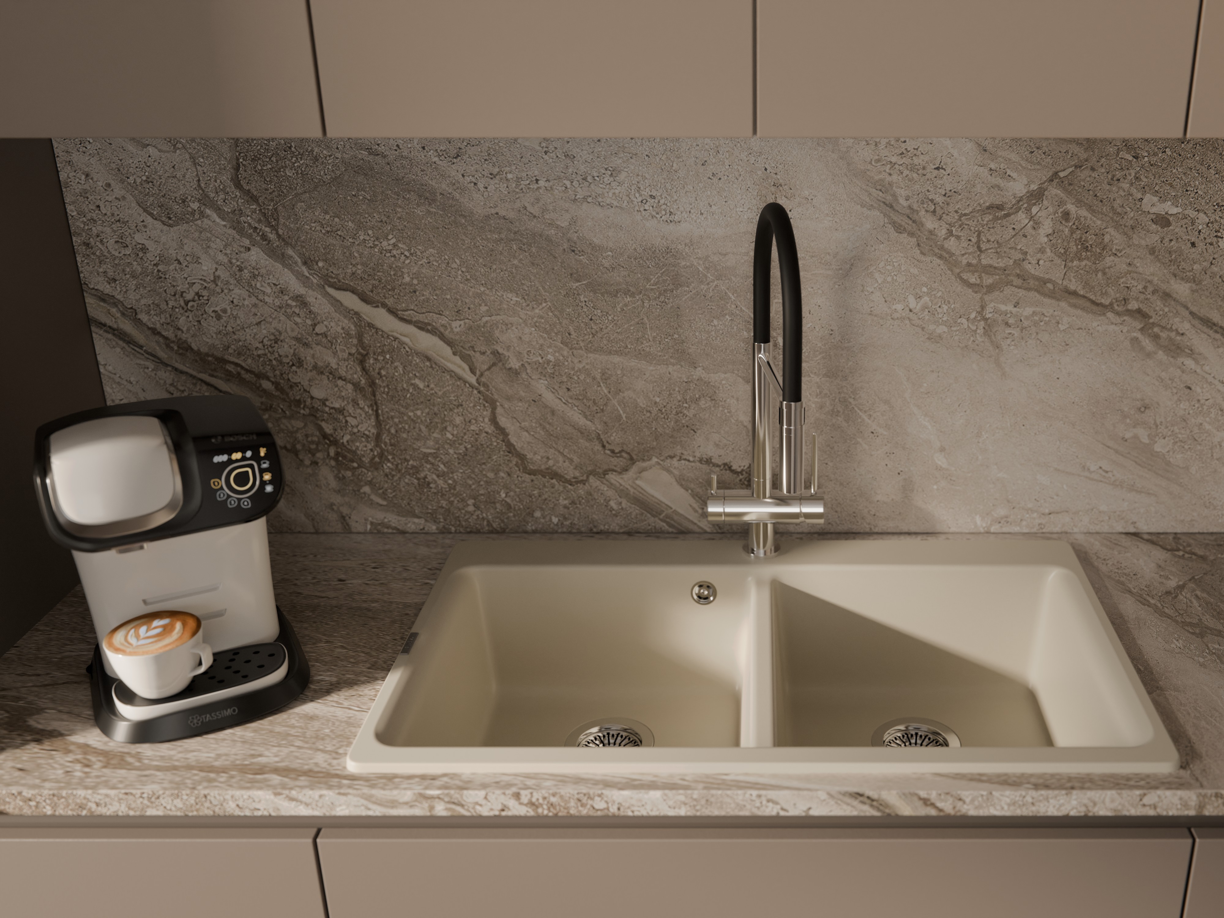 RIVELATO Мойка AXEL 90-2D  2-чаши 870*520мм beige scuro арт.X-90-2D beige scuro