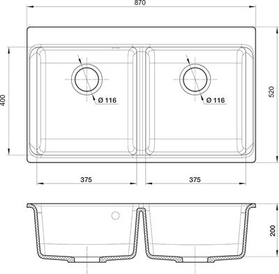 RIVELATO Мойка AXEL 90-2D  2-чаши 870*520мм grigio metallizzato арт.X-90-2D grigio metallizza