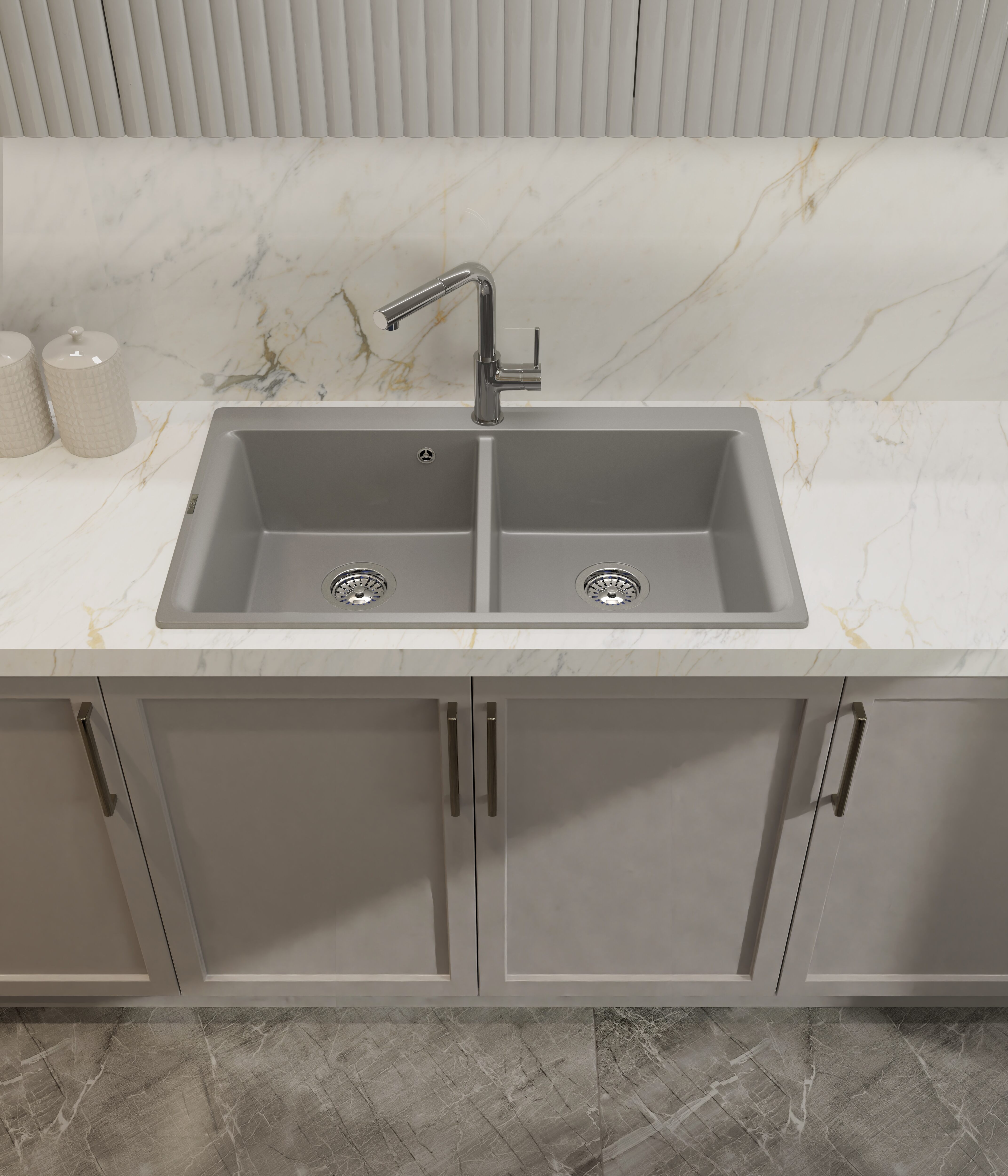 RIVELATO Мойка AXEL 90-2D  2-чаши 870*520мм grigio metallizzato арт.X-90-2D grigio metallizza