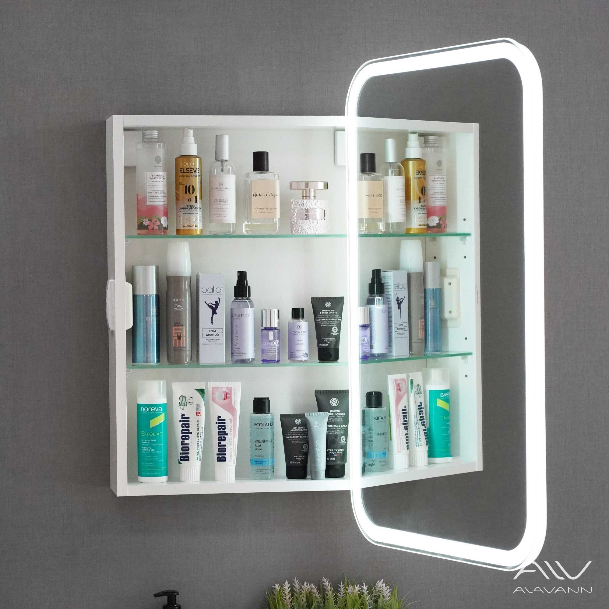 Шкаф зеркальный COSMETIC Light -60 белый Alavann 