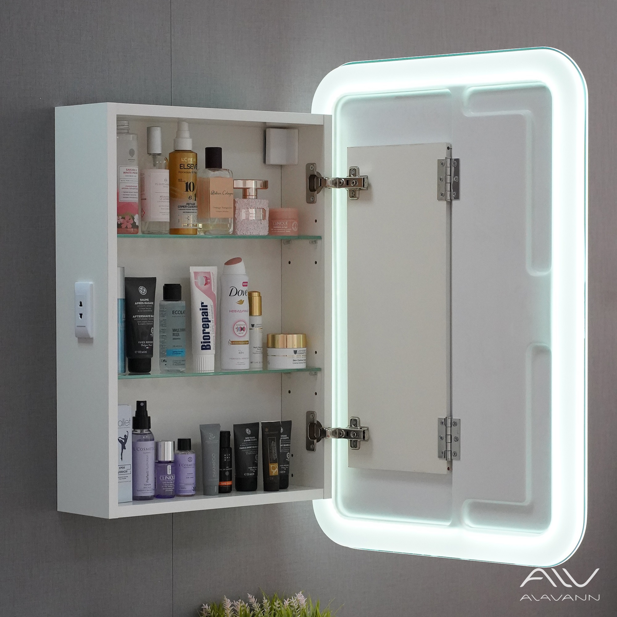 Шкаф зеркальный COSMETIC Light -60 белый Alavann 