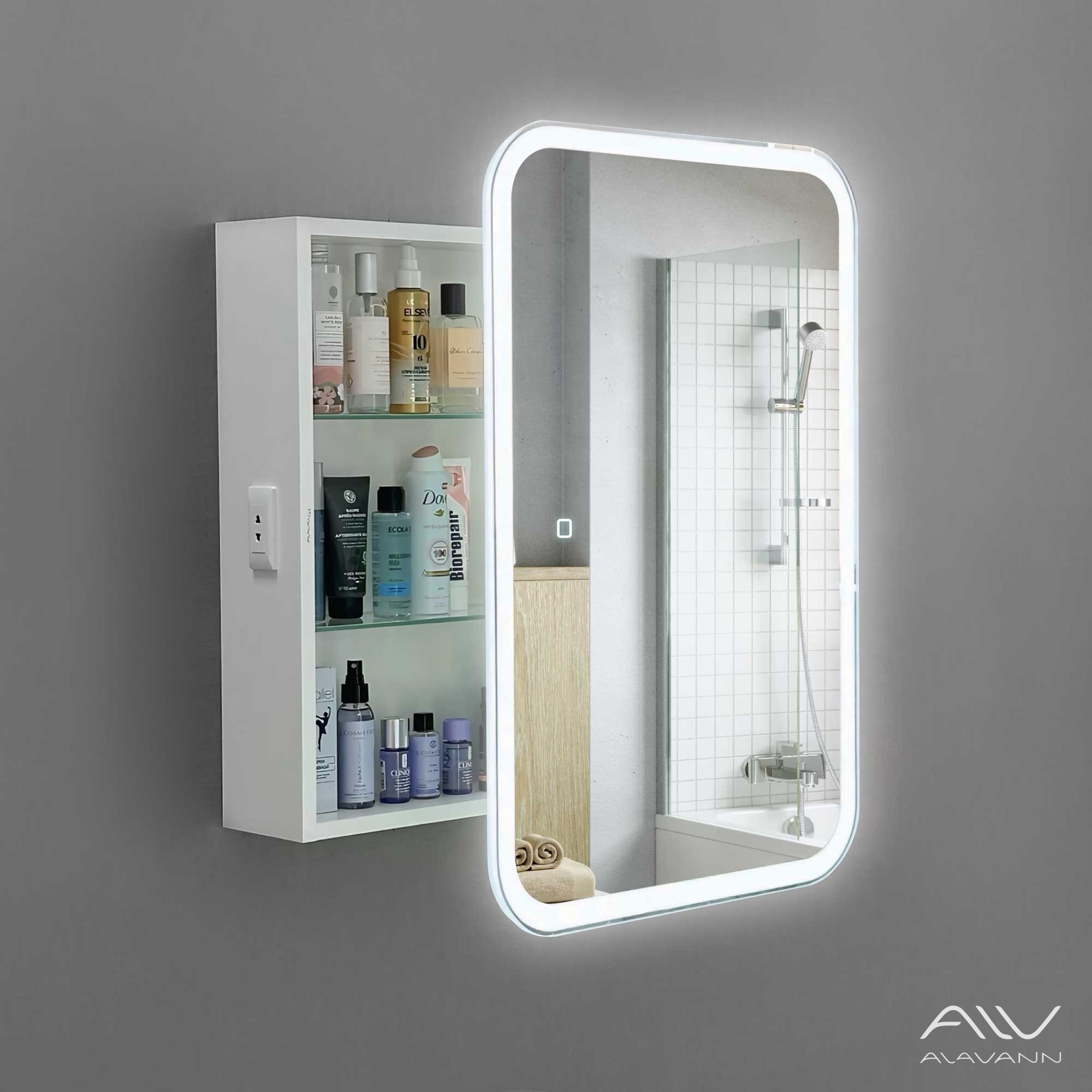 Шкаф зеркальный COSMETIC Light -60 белый Alavann 