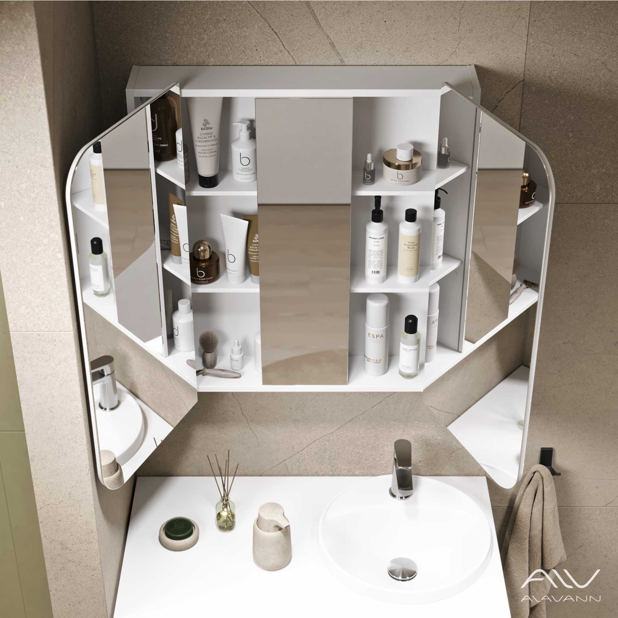 Шкаф зеркальный COSMETIC Light -80 белый Alavann 