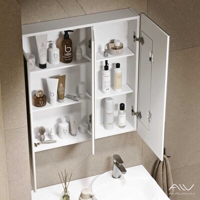 Шкаф зеркальный COSMETIC Light -80 белый Alavann 