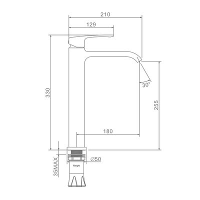 R02.15 Смеситель высокий для умывальника RAGLO (хром)