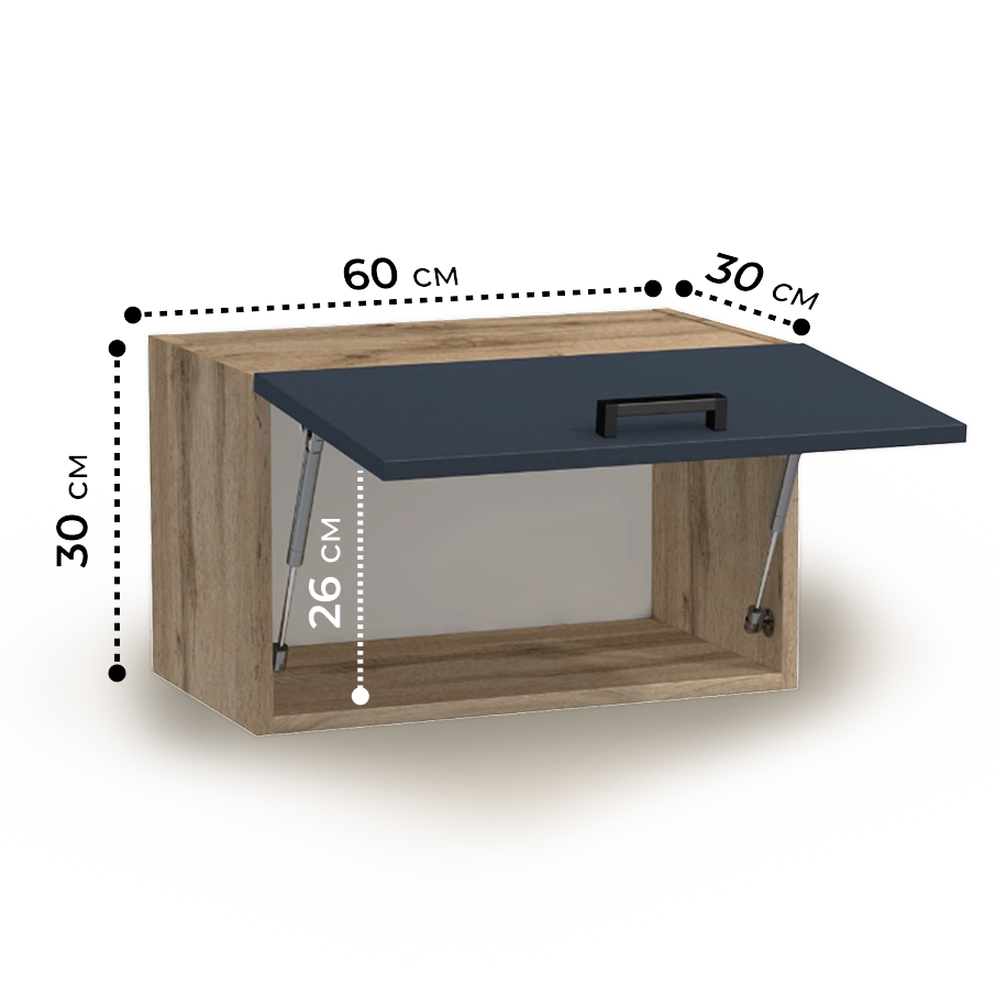 Шкаф горизонтальный над вытяжкой 60 цвет Графит/Дуб вотан SANTREK HOME (ЛДСП)