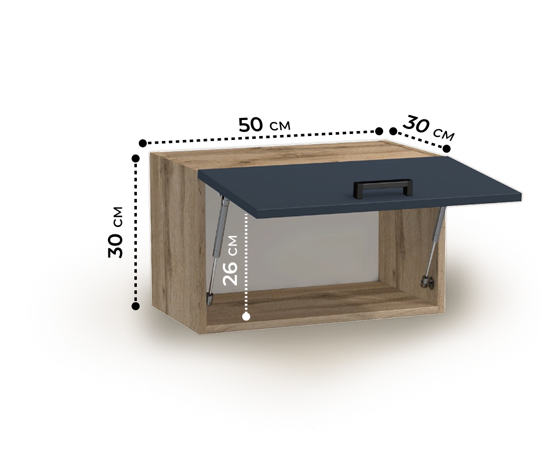 Шкаф горизонтальный над вытяжкой 50 цвет Графит/Дуб вотан SANTREK HOME (ЛДСП)