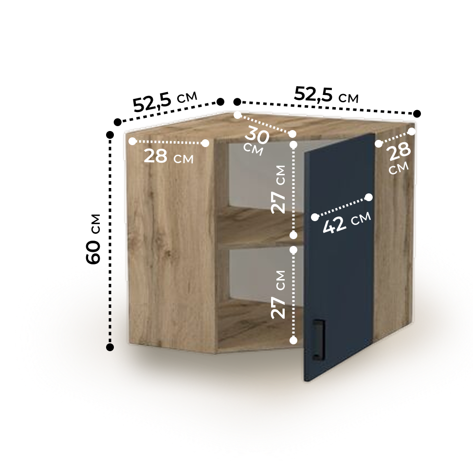 Шкаф угловой 60*60 цвет Графит/Дуб вотан SANTREK HOME (ЛДСП)