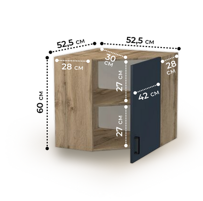 Шкаф угловой 60*60 цвет Графит/Дуб вотан SANTREK HOME (ЛДСП)