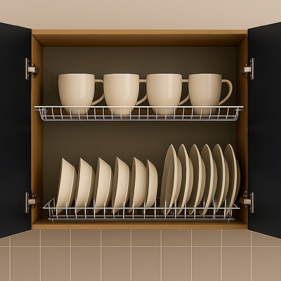 Шкаф для посуды 80 цвет Графит/Дуб вотан (с сушкой) SANTREK HOME (ЛДСП)