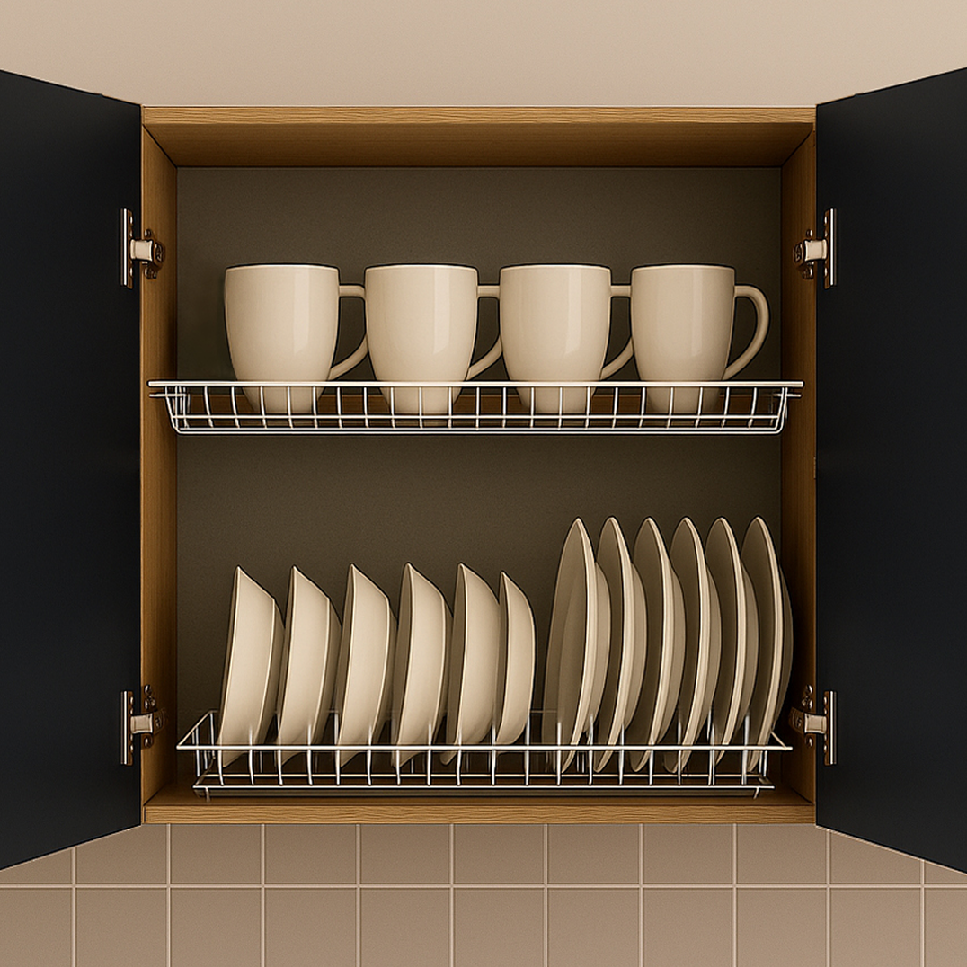 Шкаф для посуды 60 цвет Графит/Дуб вотан (с сушкой) SANTREK HOME (ЛДСП)