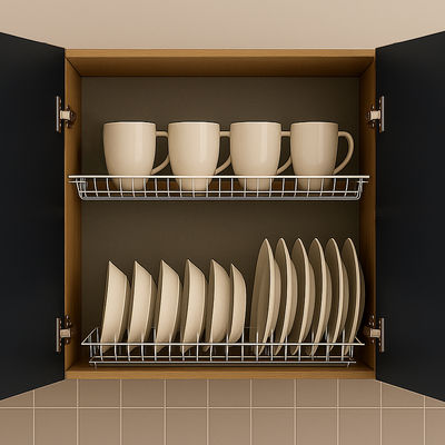 Шкаф для посуды 60 цвет Графит/Дуб вотан (с сушкой) SANTREK HOME (ЛДСП)