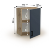 Шкаф для посуды 50 цвет Графит/Дуб вотан SANTREK HOME (ЛДСП)