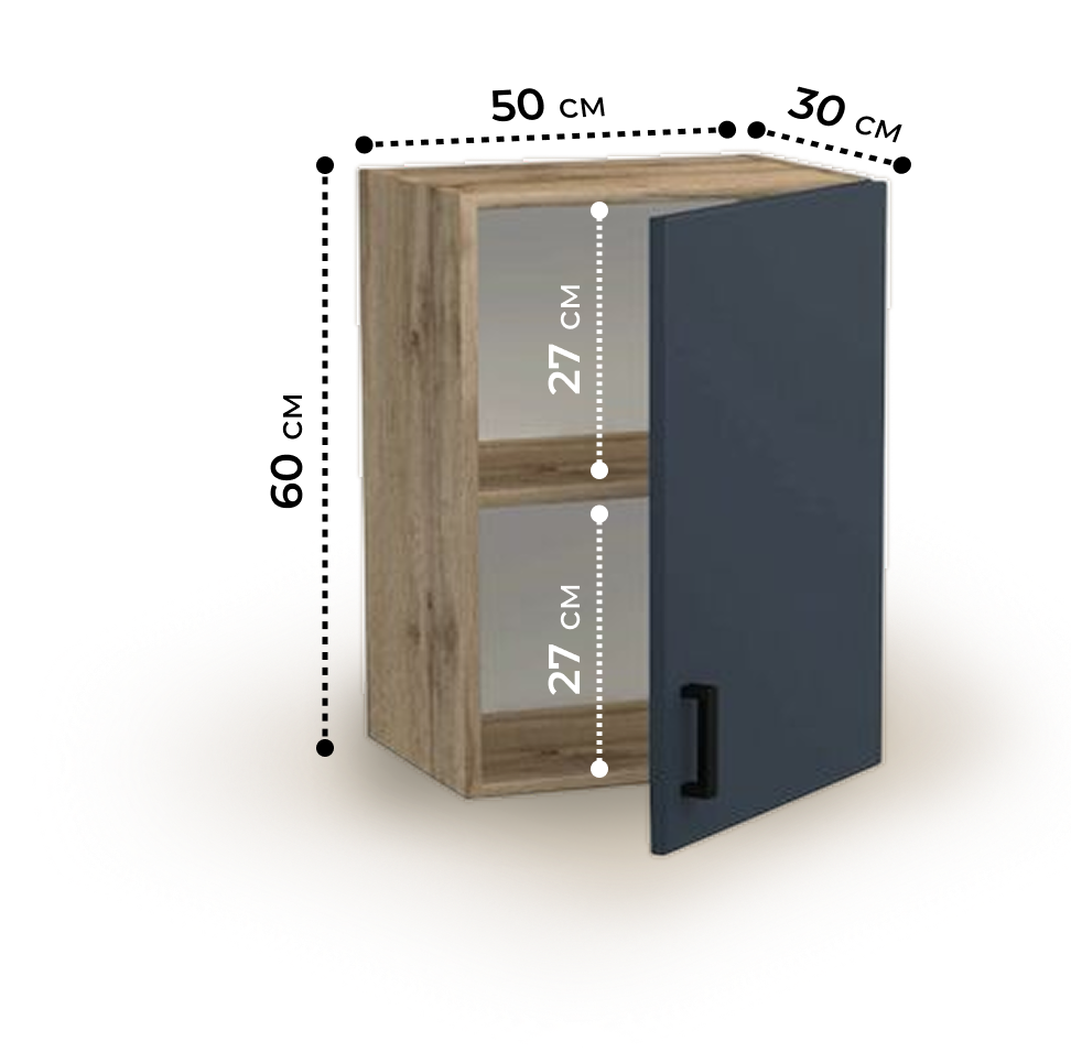 Шкаф для посуды 50 цвет Графит/Дуб вотан SANTREK HOME (ЛДСП)