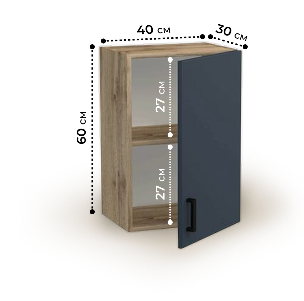 Шкаф для посуды 40 цвет Графит/Дуб вотан SANTREK HOME (ЛДСП)