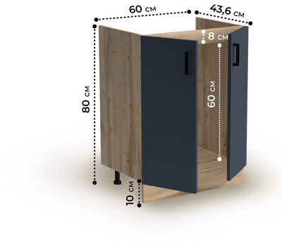 Тумба 60*50 цвет Графит/Дуб вотан (2 дверцы) SANTREK HOME (ЛДСП)
