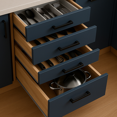 Рабочий стол 40 цвет Графит/Дуб вотан (3+1 ящик) столешница Дуб вотан  SANTREK HOME (ЛДСП)