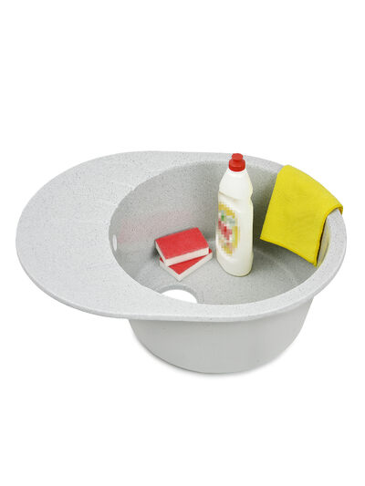 Мойка SANTREK AQUA PRO ROUND SA-R580L чаша + крыло 580*450 мм (серый-310) (+сифон)