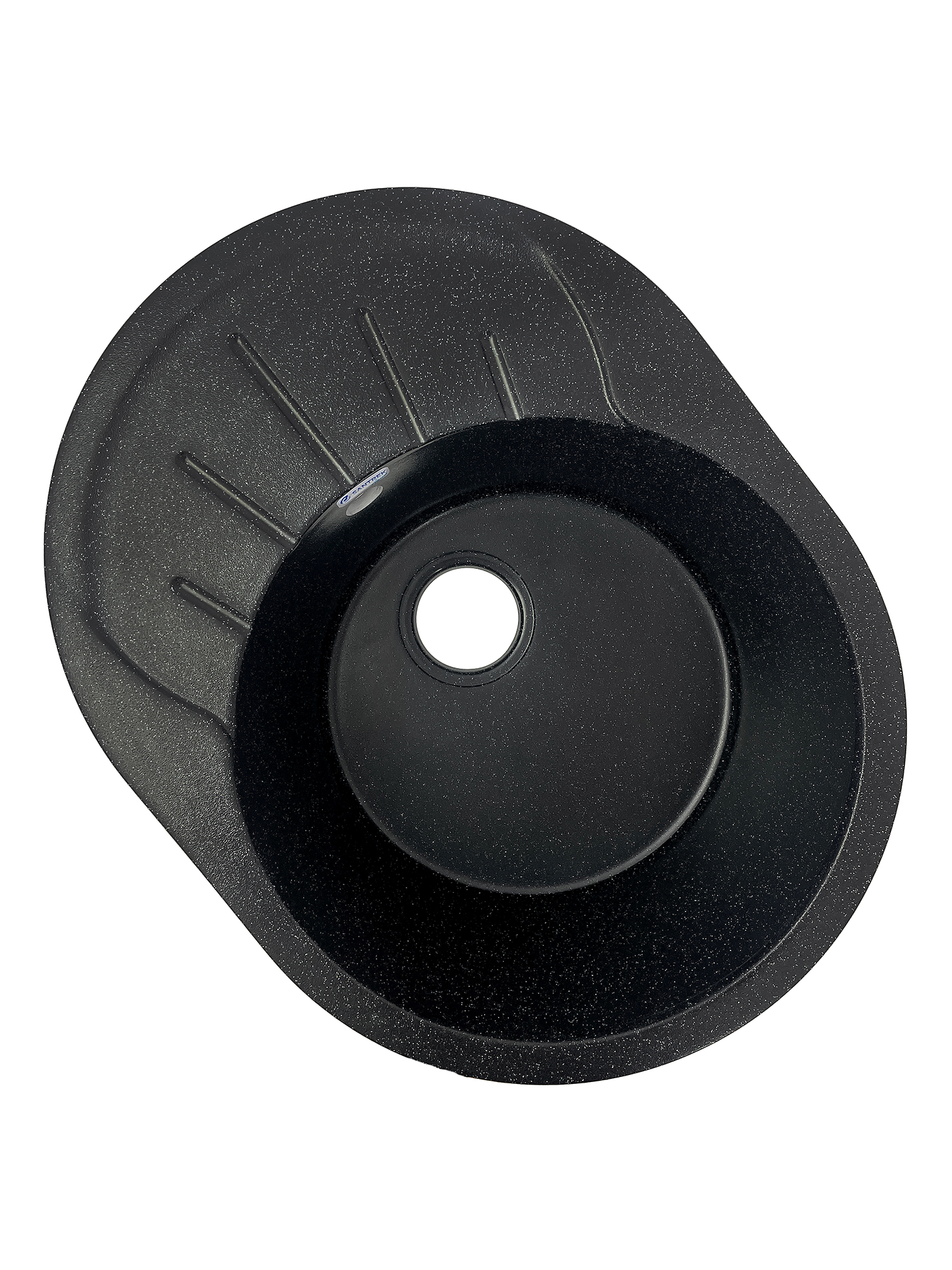 Мойка SANTREK AQUA PRO ROUND SA-R580L чаша + крыло 580*450 мм (черный-308) (+сифон)