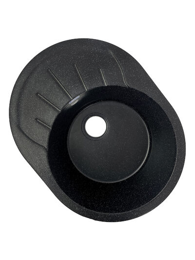 Мойка SANTREK AQUA PRO ROUND SA-R580L чаша + крыло 580*450 мм (черный-308) (+сифон)