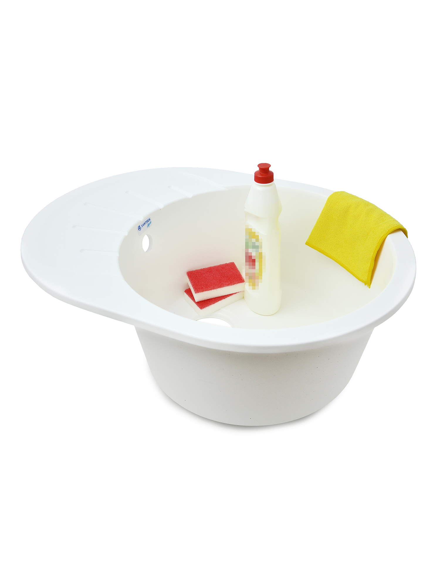 Мойка SANTREK AQUA PRO ROUND SA-R580L чаша + крыло 580*450 мм (иней-321) (+сифон)