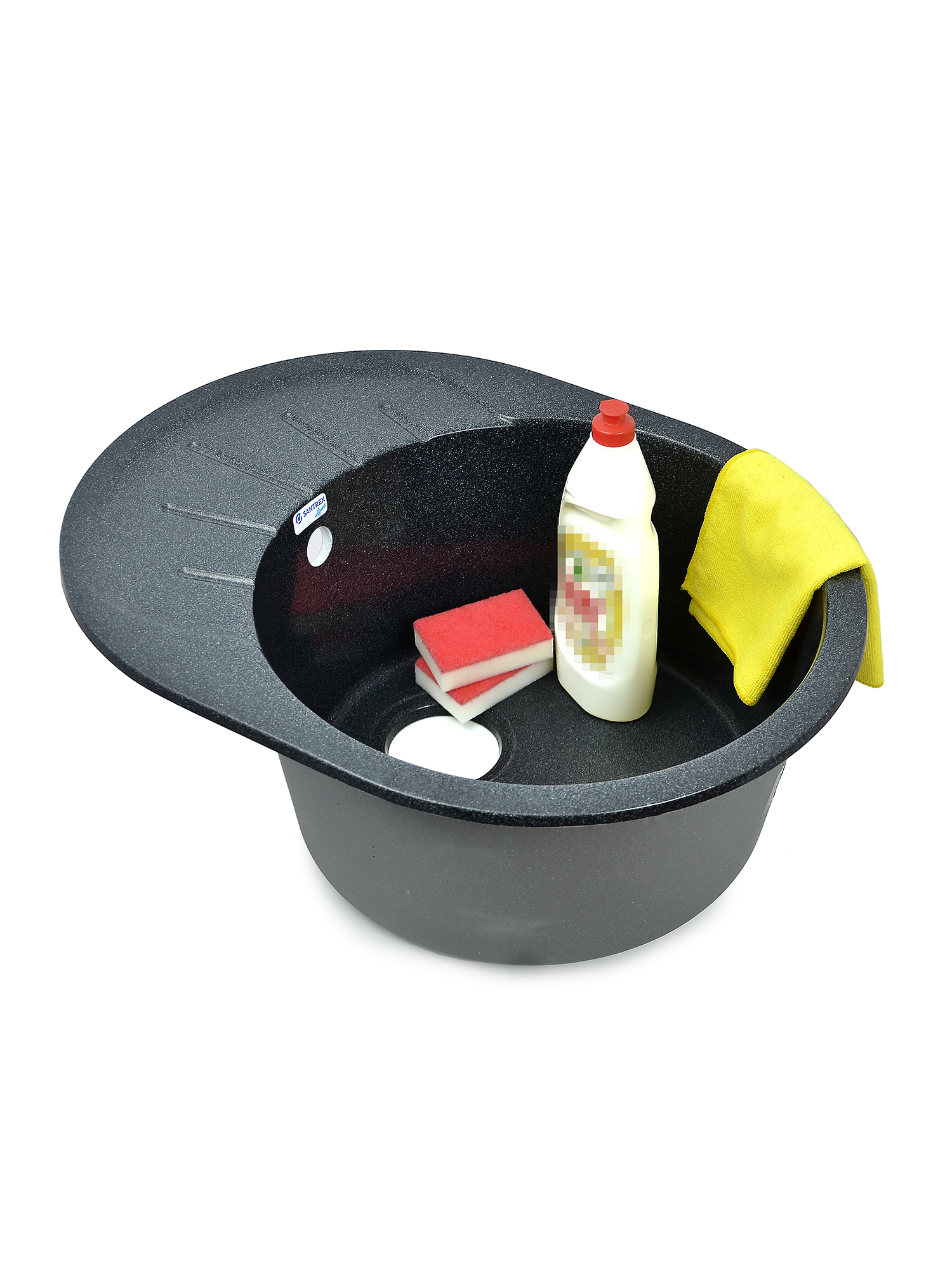 Мойка SANTREK AQUA PRO ROUND SA-R580L чаша + крыло 580*450 мм (графит-309) (+сифон)