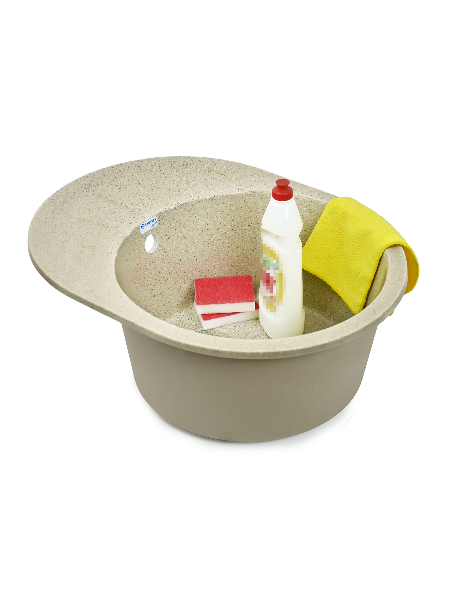 Мойка SANTREK AQUA PRO ROUND SA-R580L чаша + крыло 580*450 мм (песок-302) (+сифон)