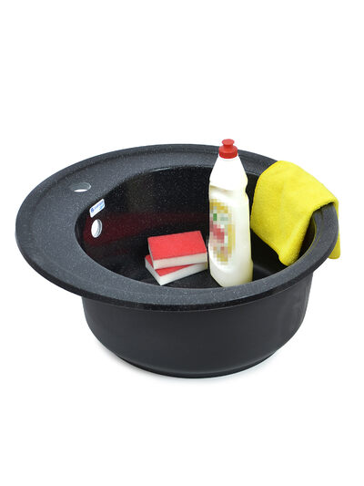 Мойка SANTREK AQUA PRO ROUND SA-R510 D=510 мм, круглая (черный-308) (+сифон)