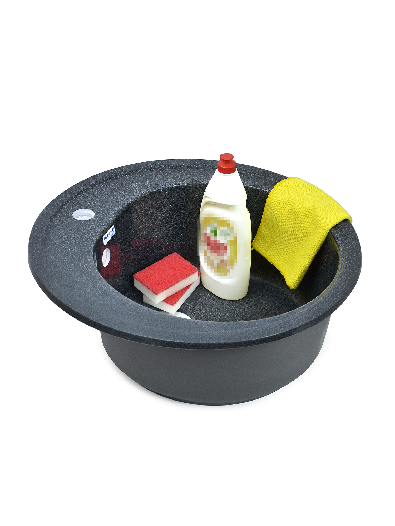 Мойка SANTREK AQUA PRO ROUND SA-R510 D=510 мм, круглая (графит-309) (+сифон)